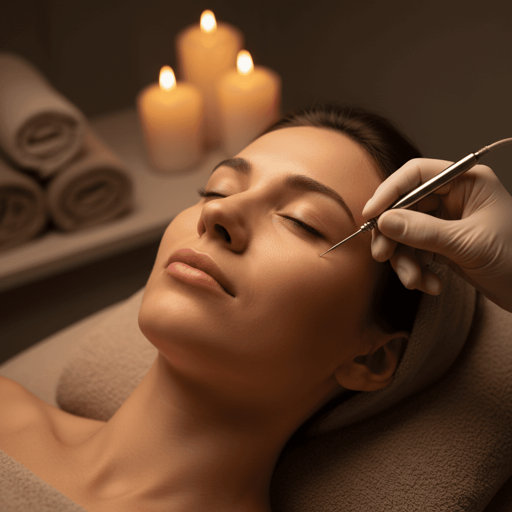 Electrolysis facial treatment in progress